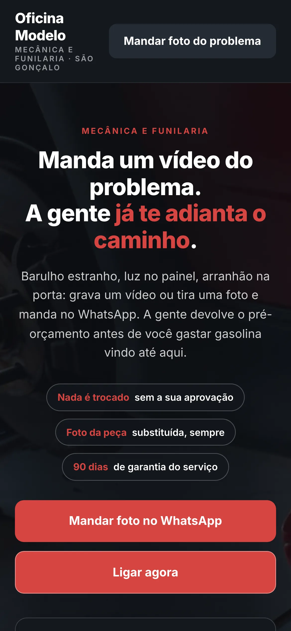 O mesmo modelo visto no celular