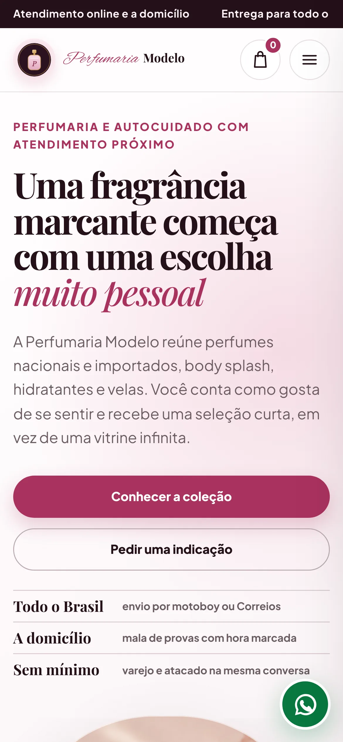 O mesmo modelo visto no celular