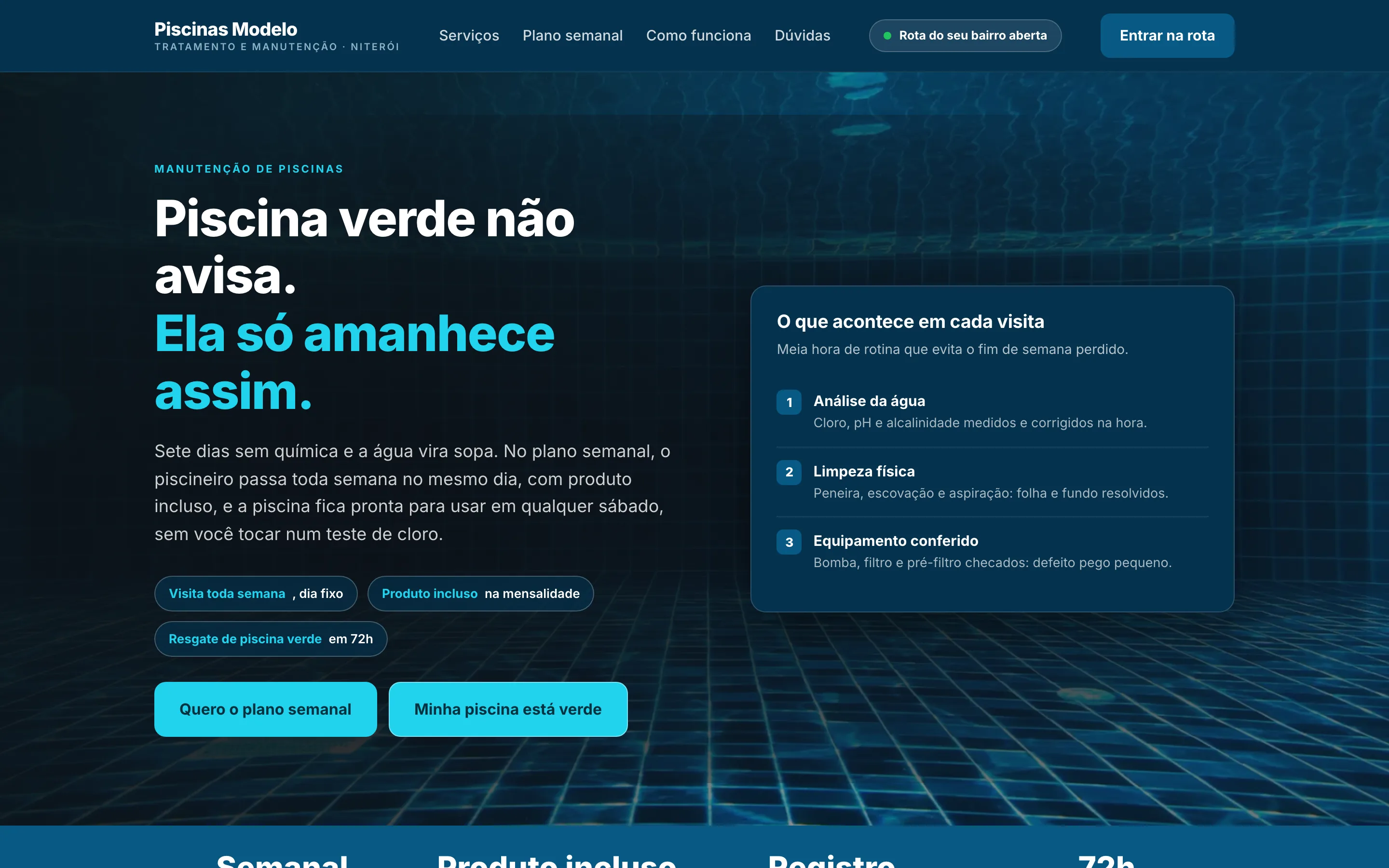Modelo de site para manutenção de piscinas