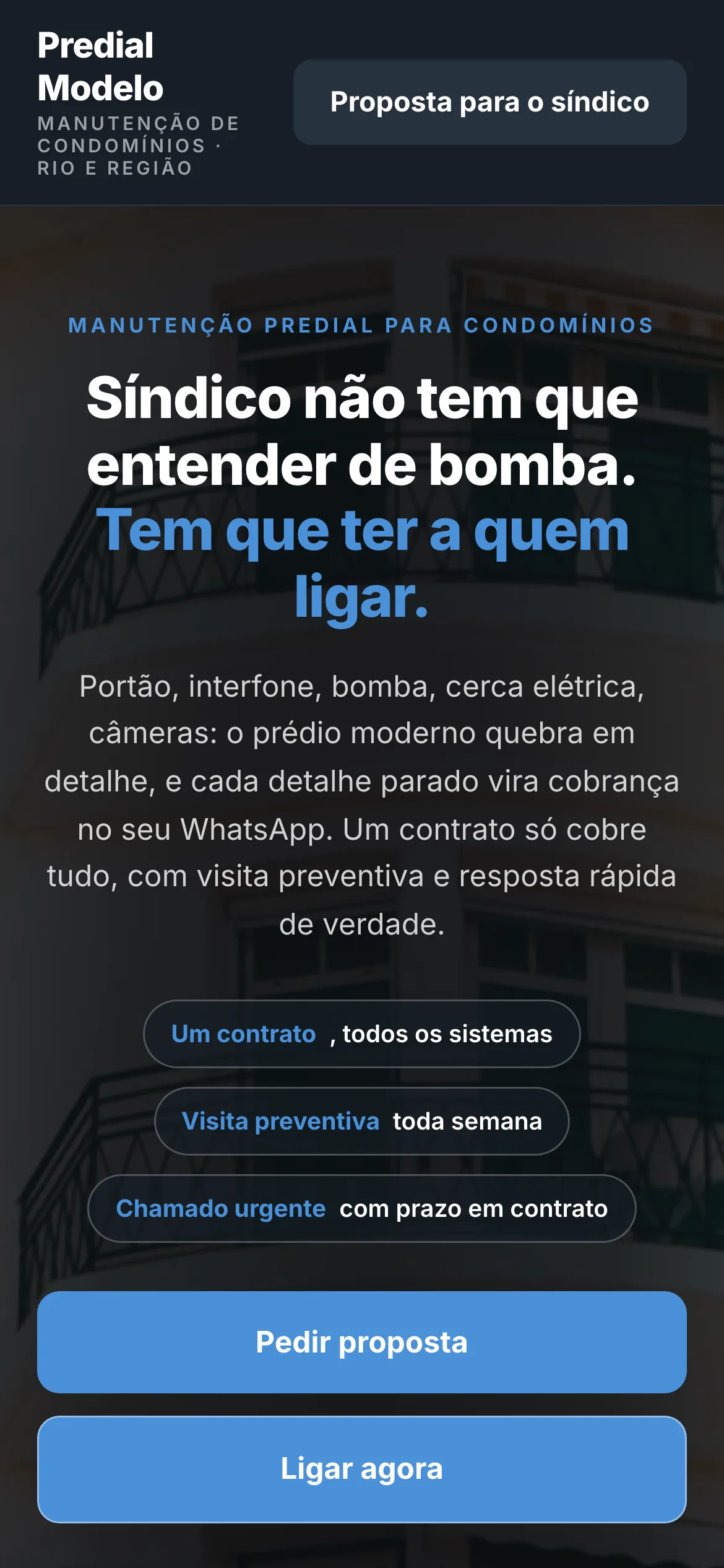 O mesmo modelo visto no celular