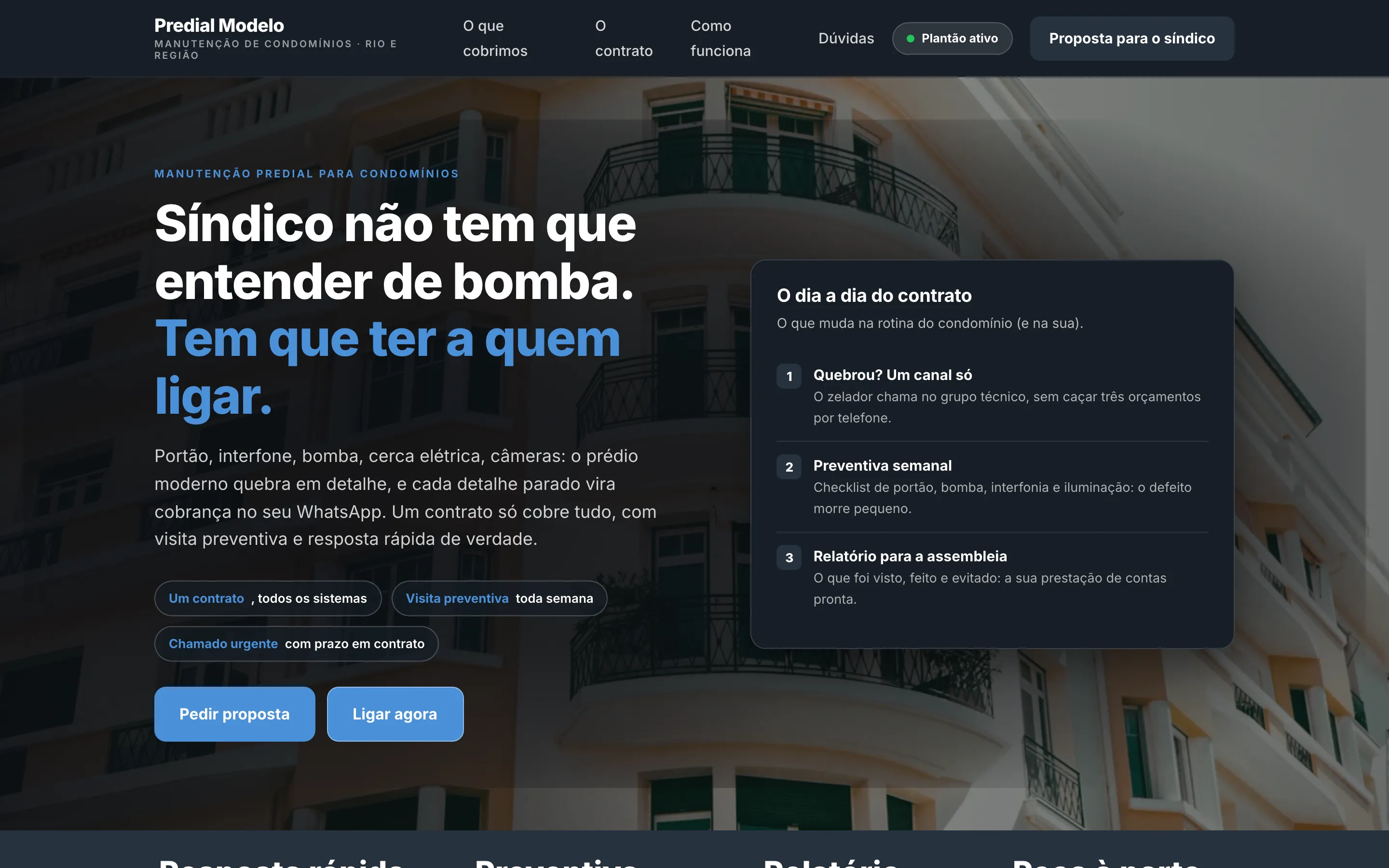 Modelo de site para manutenção predial de condomínios