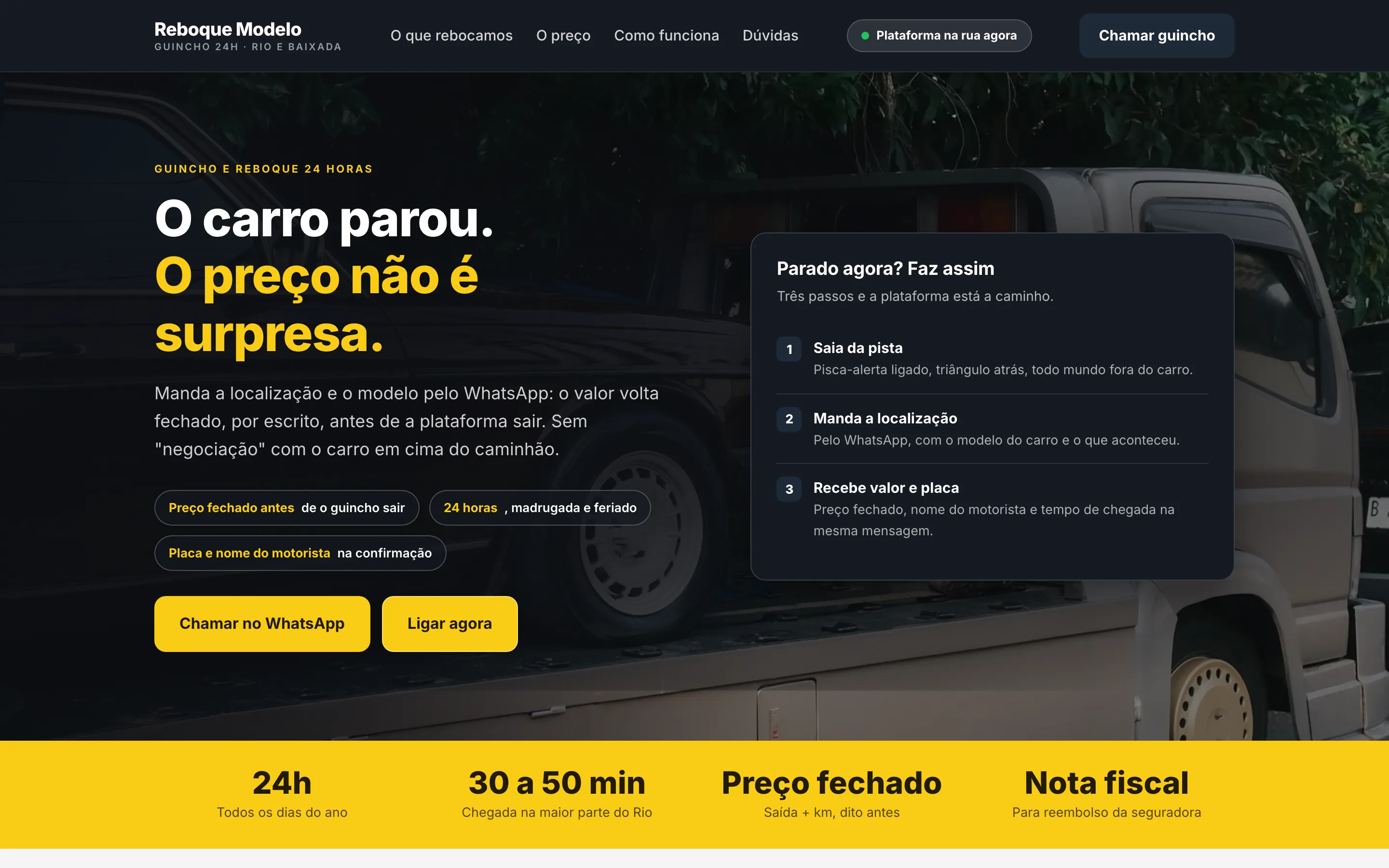 Modelo de site para guincho e reboque 24 horas