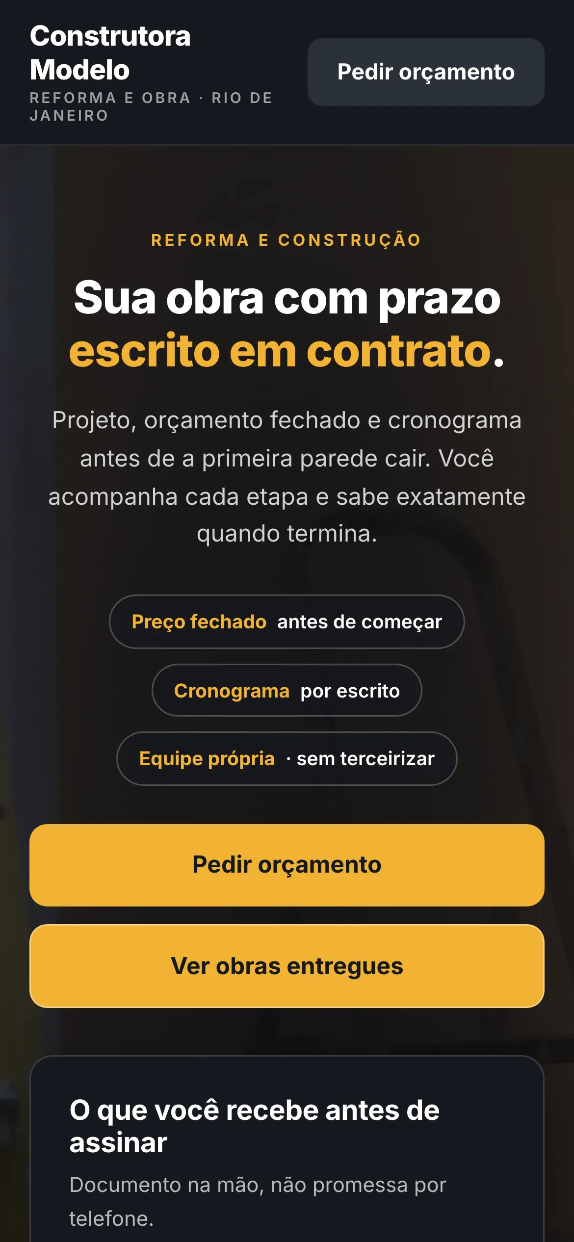 O mesmo modelo visto no celular